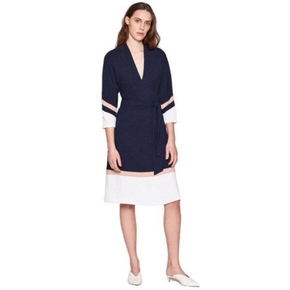 NWT Joie "Aydrien" Striped Cady Midi Dress In Navy Sz. 0 - Picture 2 of 2